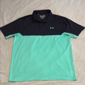 Under Armour Men's Black and Green Polo Shirt